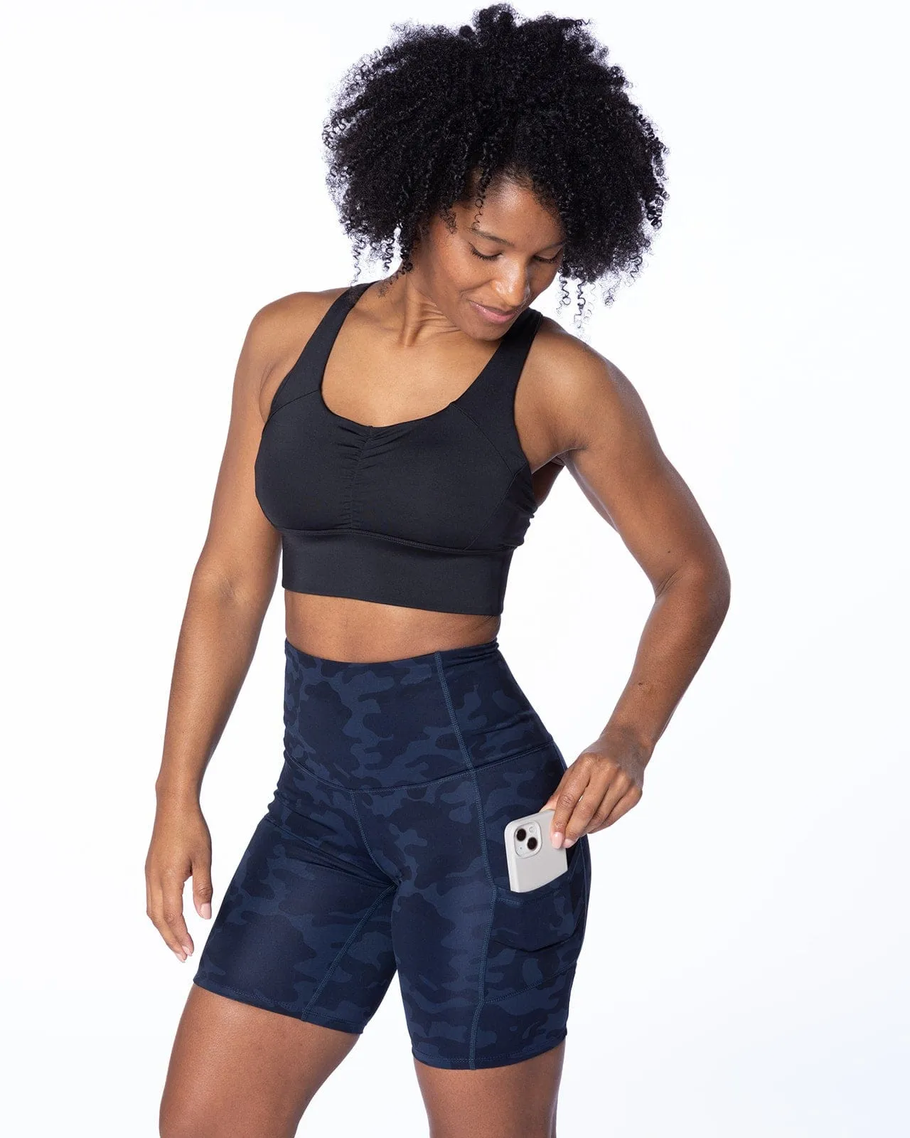 Hi Five High-Waisted Biker Short – Looker (Navy Camo)