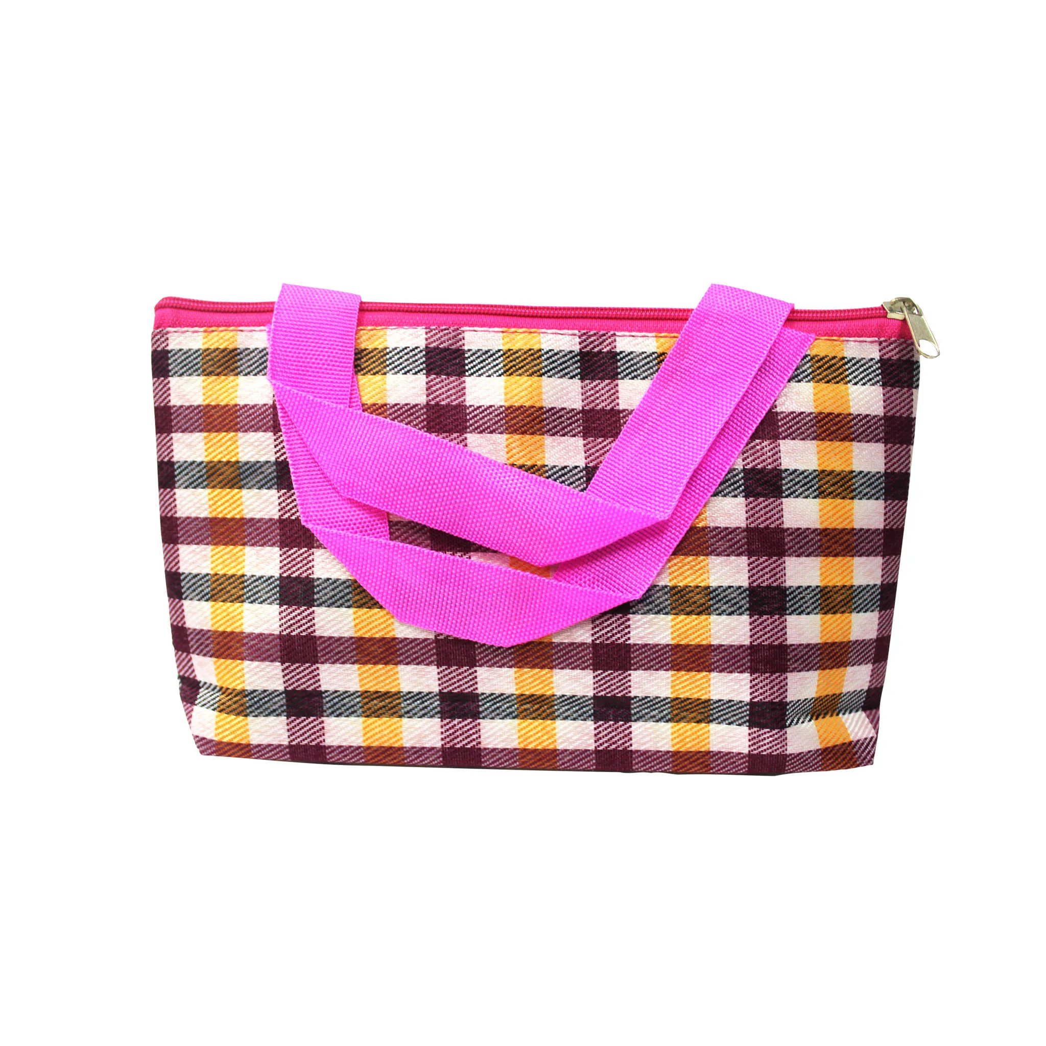 Imported Durable Canvas Printed multi purpose utility Small Bag with handles for all occasions, Checkered Theme