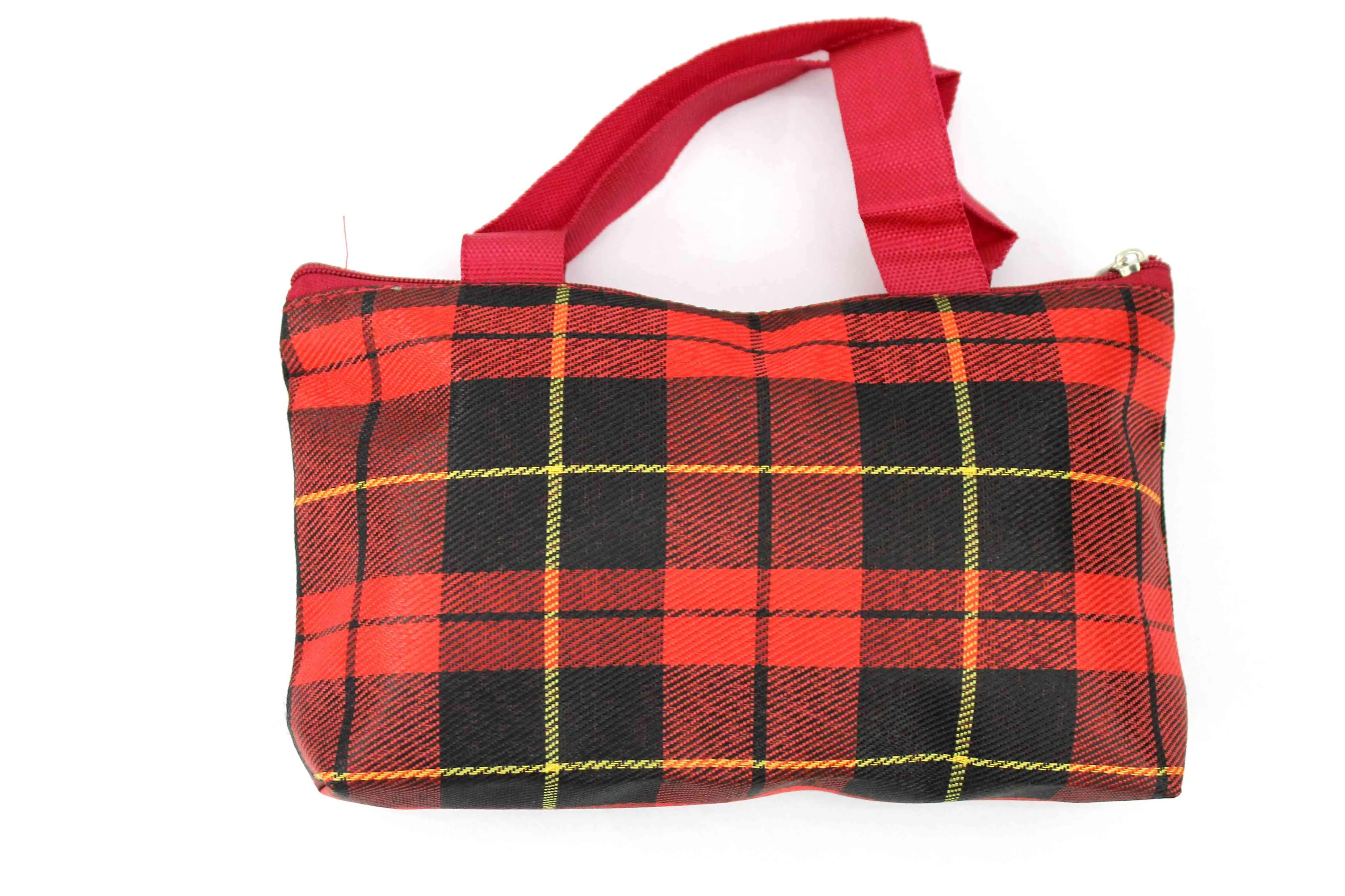 Imported Durable Canvas Printed multi purpose utility Small Bag with handles for all occasions, Checkered Theme