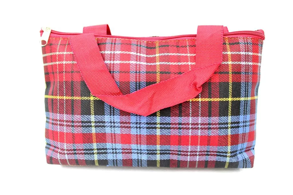 Imported Durable Canvas Printed multi purpose utility Small Bag with handles for all occasions, Checkered Theme