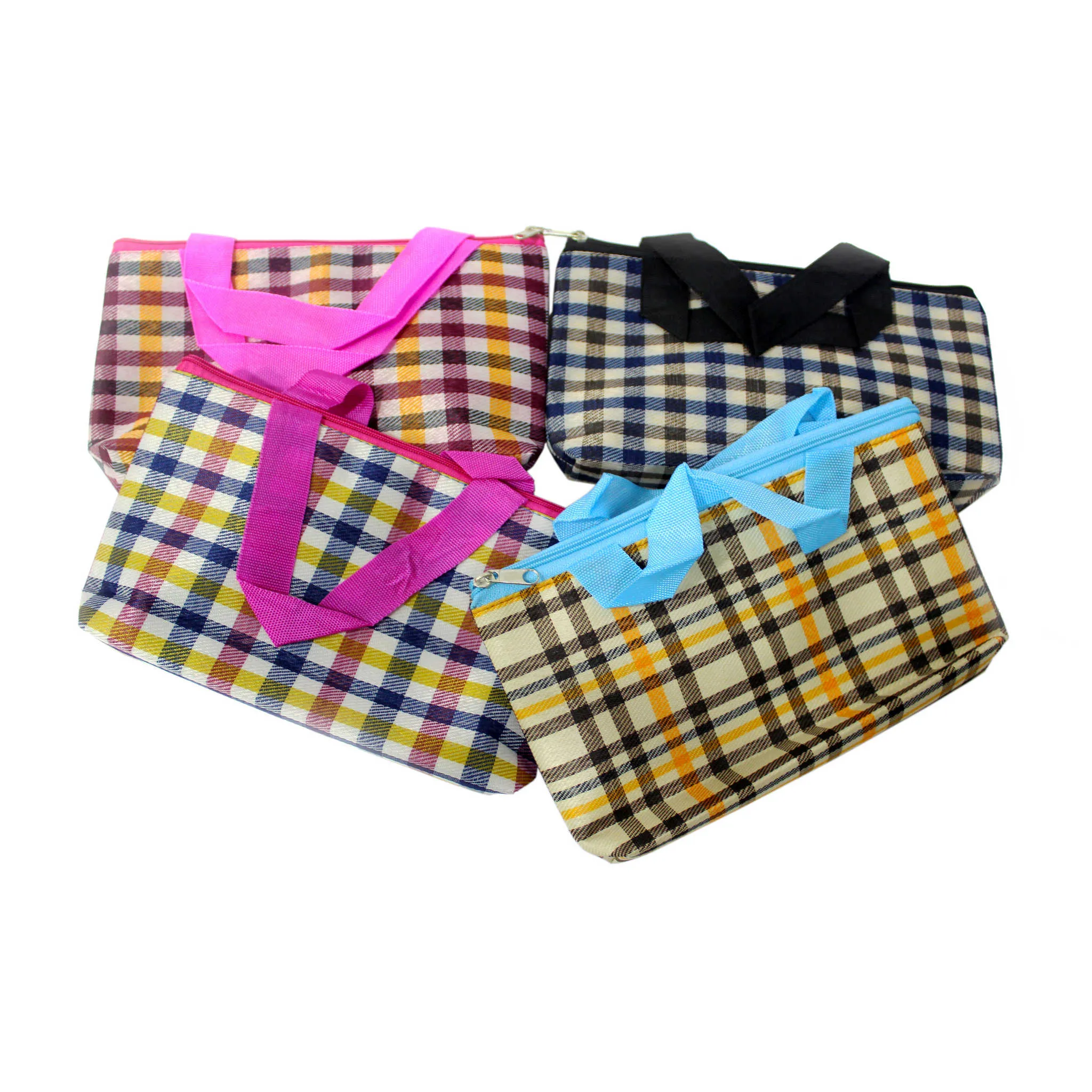 Imported Durable Canvas Printed multi purpose utility Small Bag with handles for all occasions, Checkered Theme