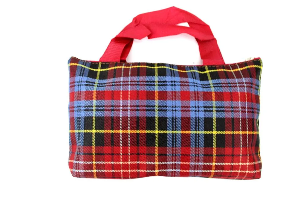 Imported Durable Canvas Printed multi purpose utility Small Bag with handles for all occasions, Checkered Theme