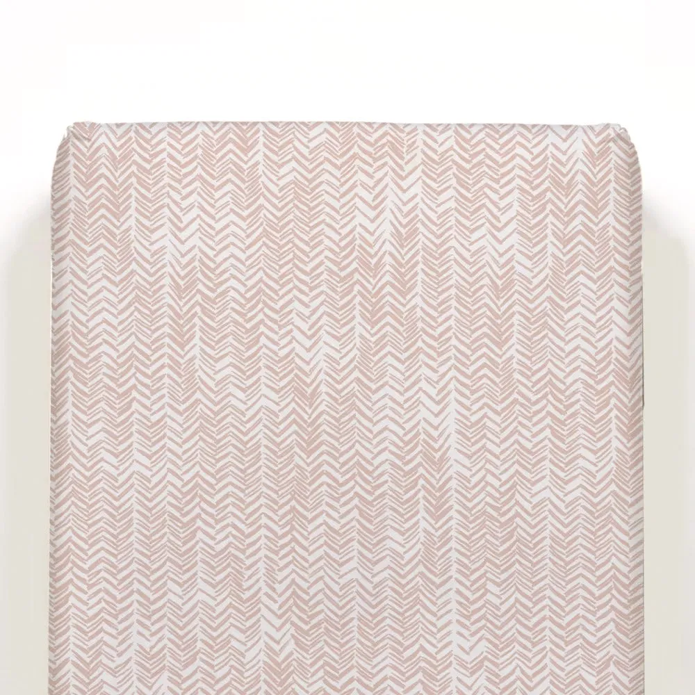 Jersey Fitted Cot Sheet | Herringbone Dusty Pink