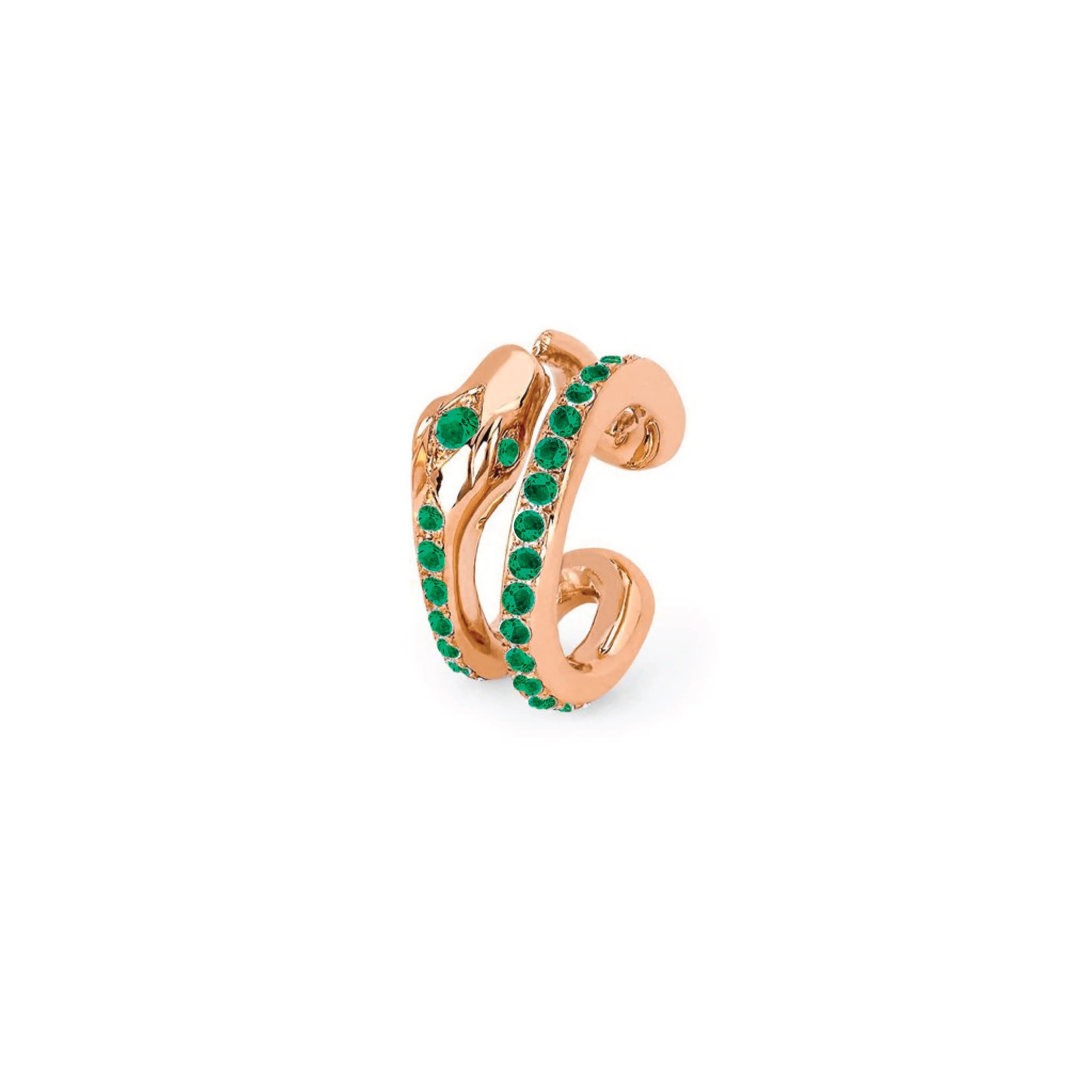 Kundalini Snake Coil Ear Cuff with Pavé Emeralds