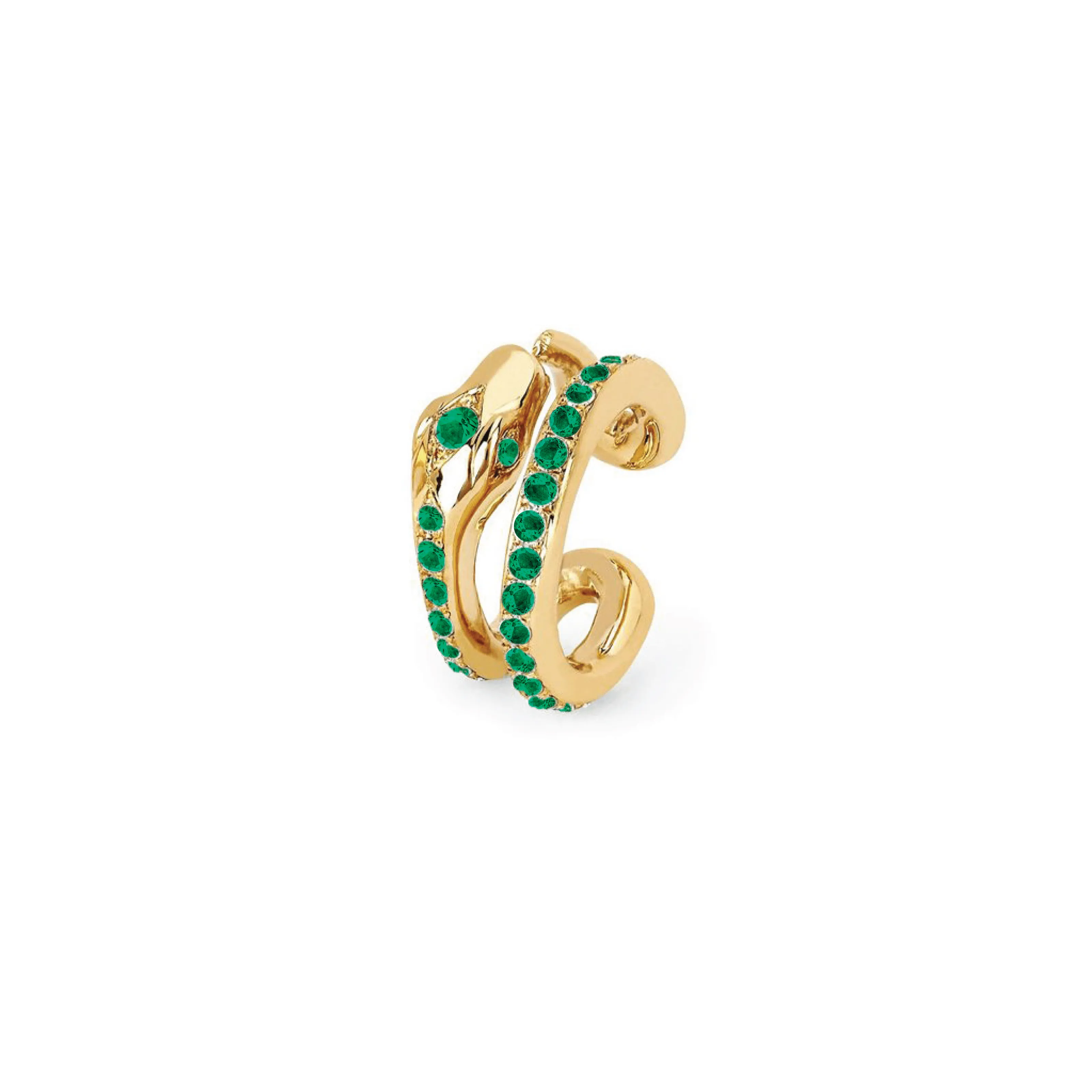 Kundalini Snake Coil Ear Cuff with Pavé Emeralds