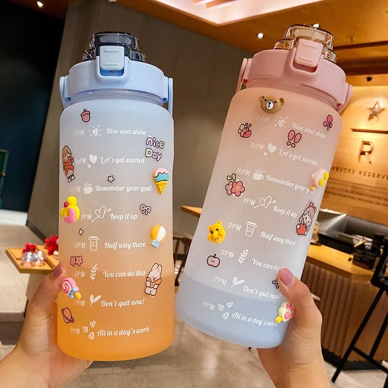 Large Capacity Gradient Color 2L Fitness Water Bottle