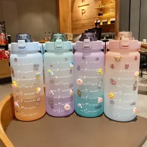 Large Capacity Gradient Color 2L Fitness Water Bottle