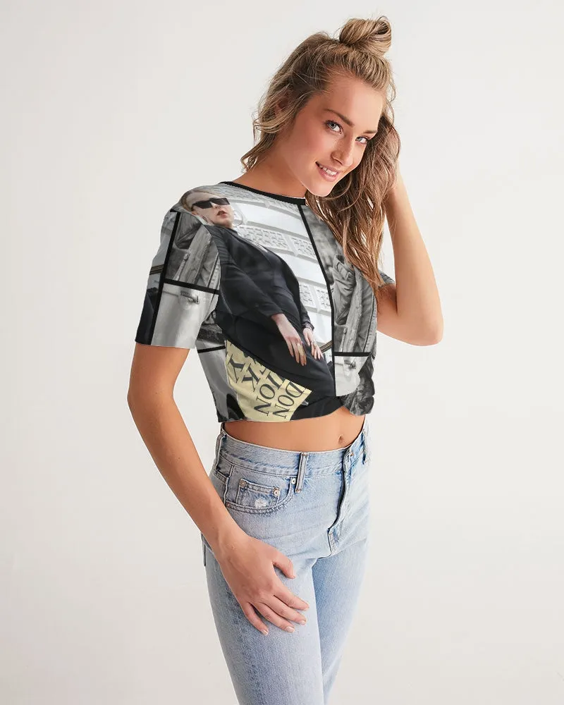 L.D.F.W Women's Twist-Front Cropped Tee