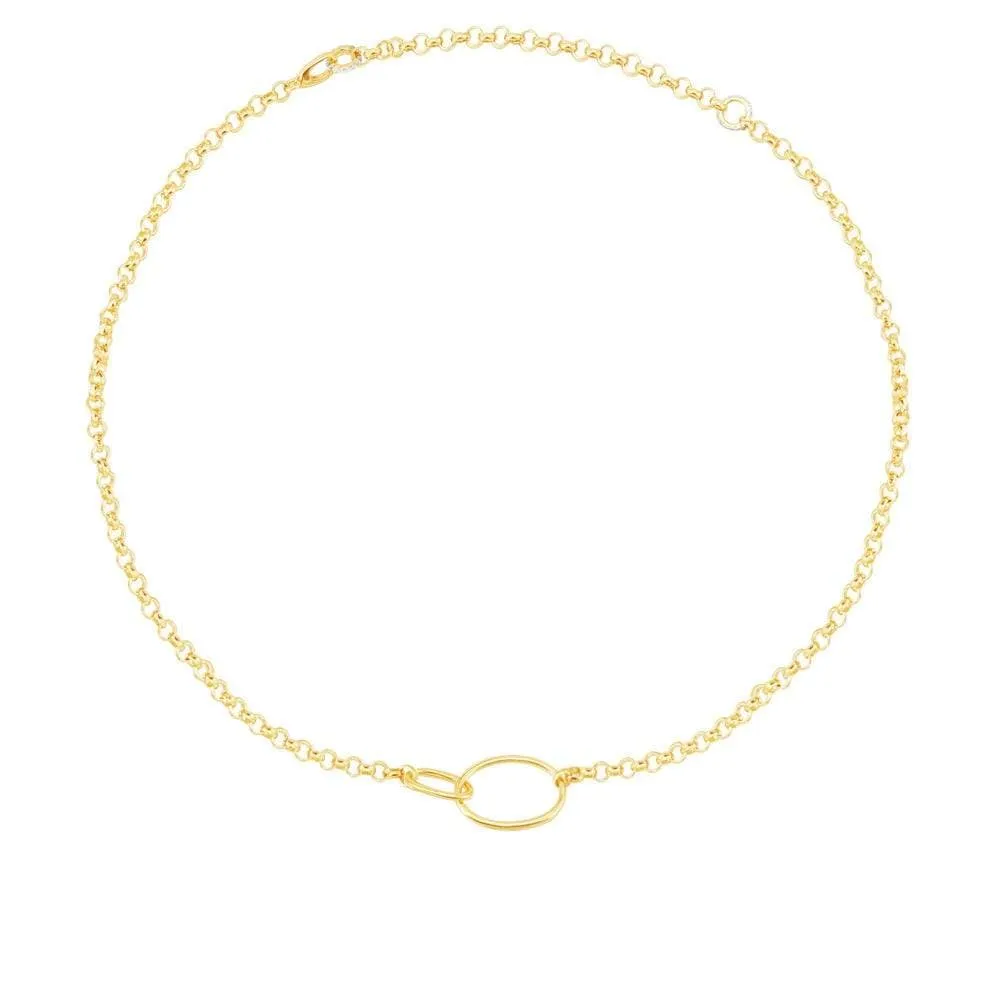 Long Intertwined Hoops Necklace - Yellow Silver