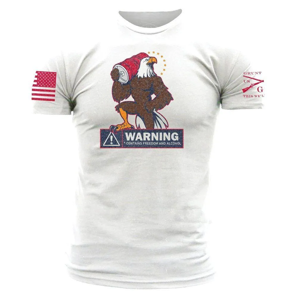 Men's Warning: Freedom In Progress Tee  White