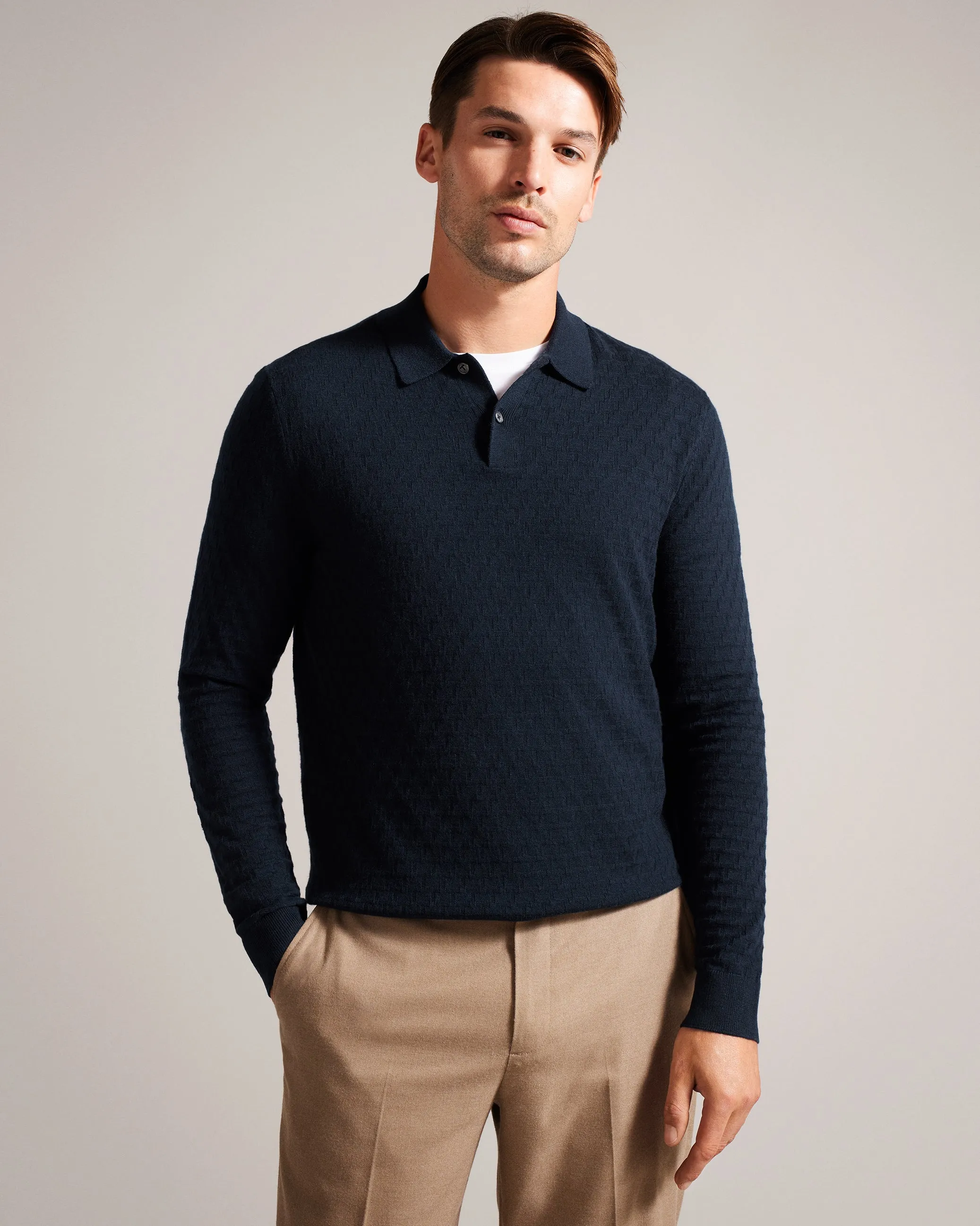 Morar Ls T Stitch Knitted Polo Navy