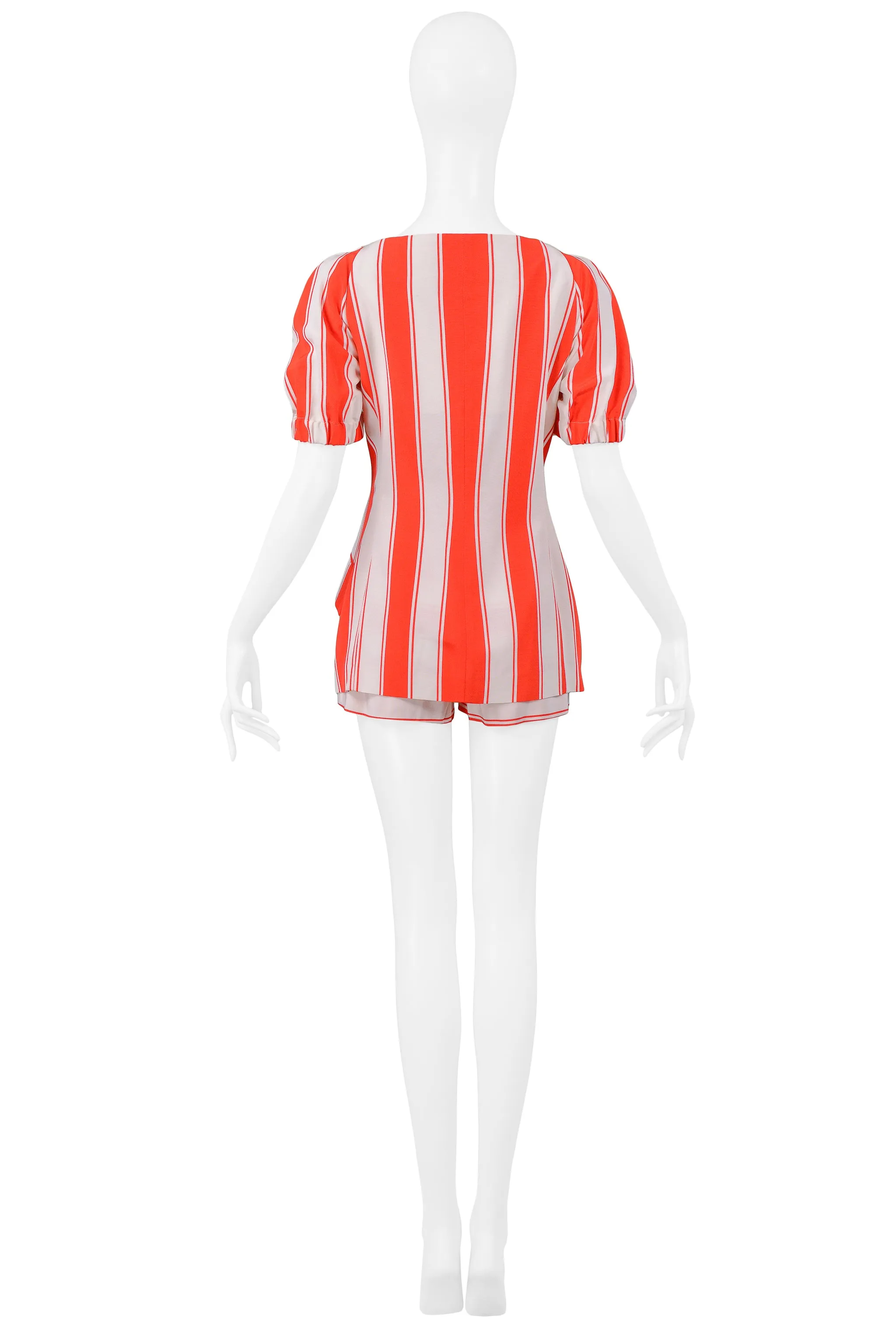 MOSCHINO 1989 RED & WHITE STRIPE JACKET & SHORTS ENSEMBLE