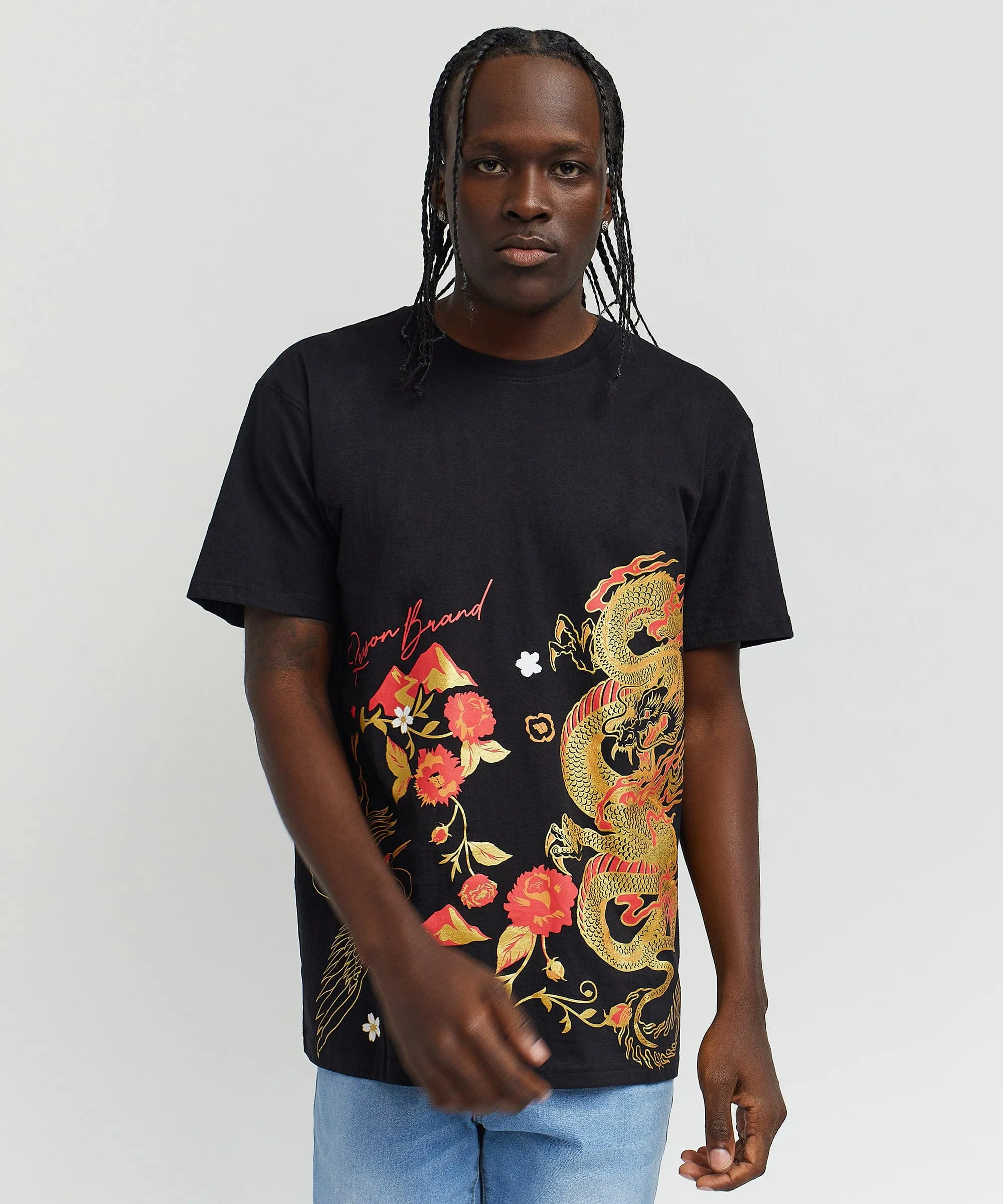 Osaka Front Print Short Sleeve Tee - Black