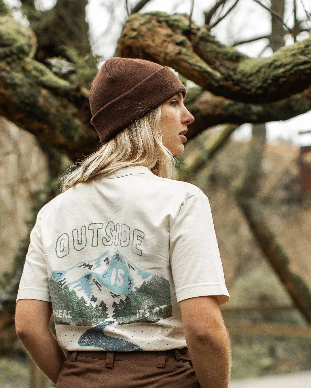 Outside Is Where It's At T-Shirt - Bone