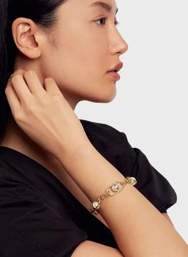 Peralia Statement Pearl Chain Gold