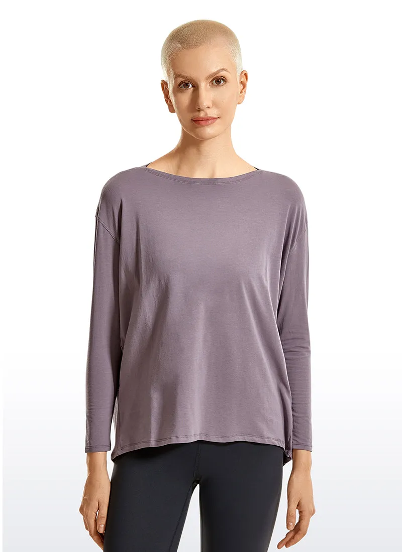 Pima Cotton Long Sleeves Boat Neck