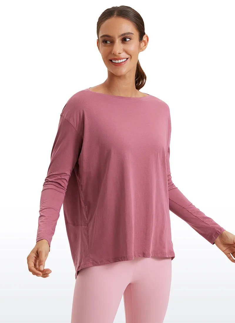 Pima Cotton Long Sleeves Boat Neck