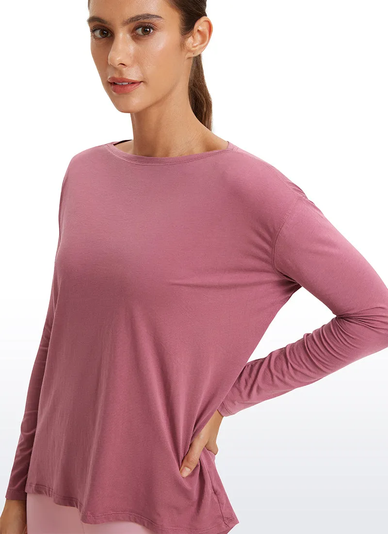 Pima Cotton Long Sleeves Boat Neck