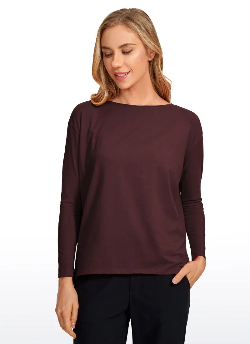 Pima Cotton Long Sleeves Boat Neck