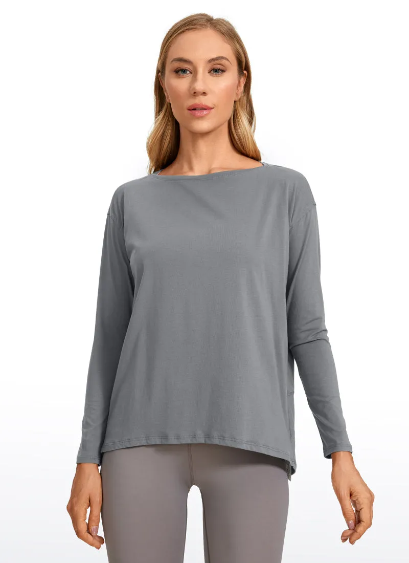 Pima Cotton Long Sleeves Boat Neck