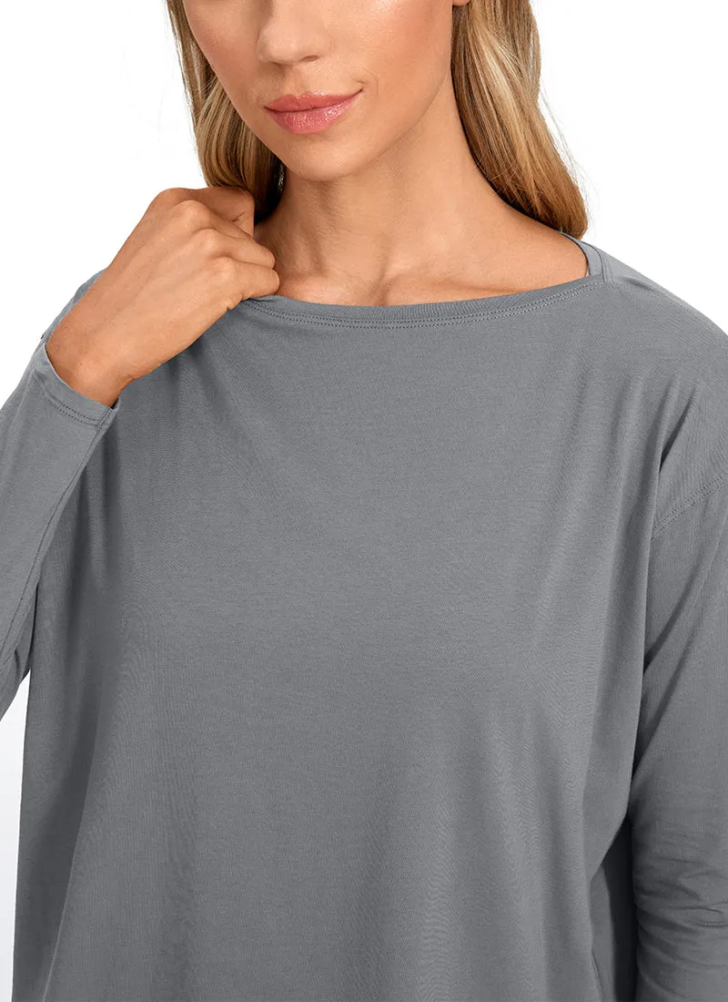 Pima Cotton Long Sleeves Boat Neck