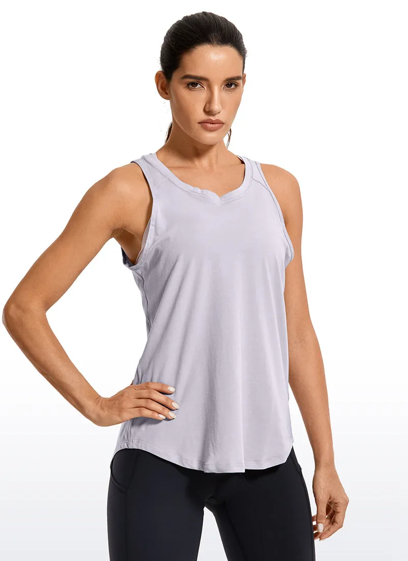 Pima Cotton Tank Split Open Back