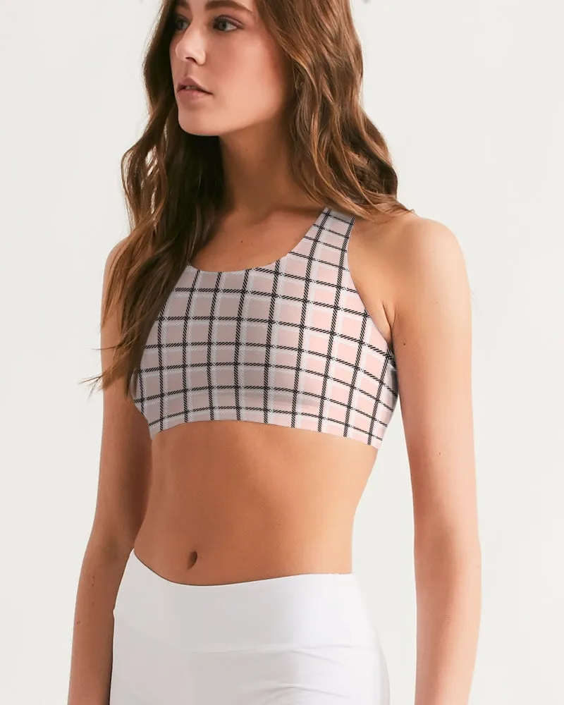 Pink Windowpane Women's Seamless Sports Bra