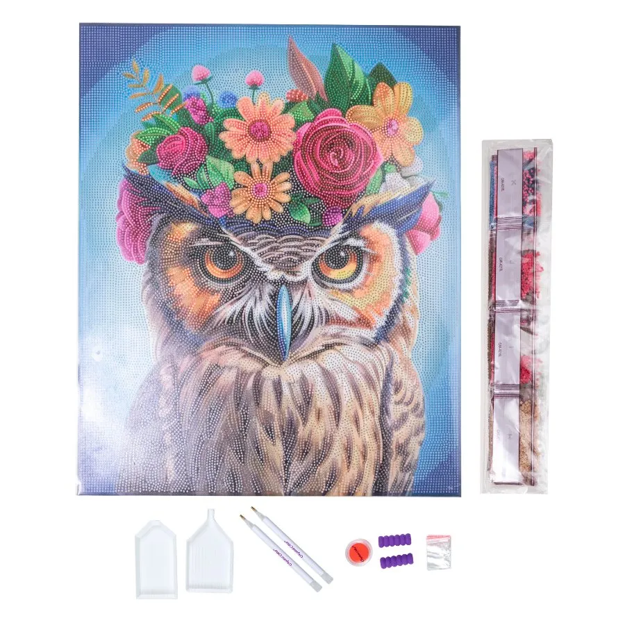 "Owl" Crystal Art Canvas Kit 40x50cm