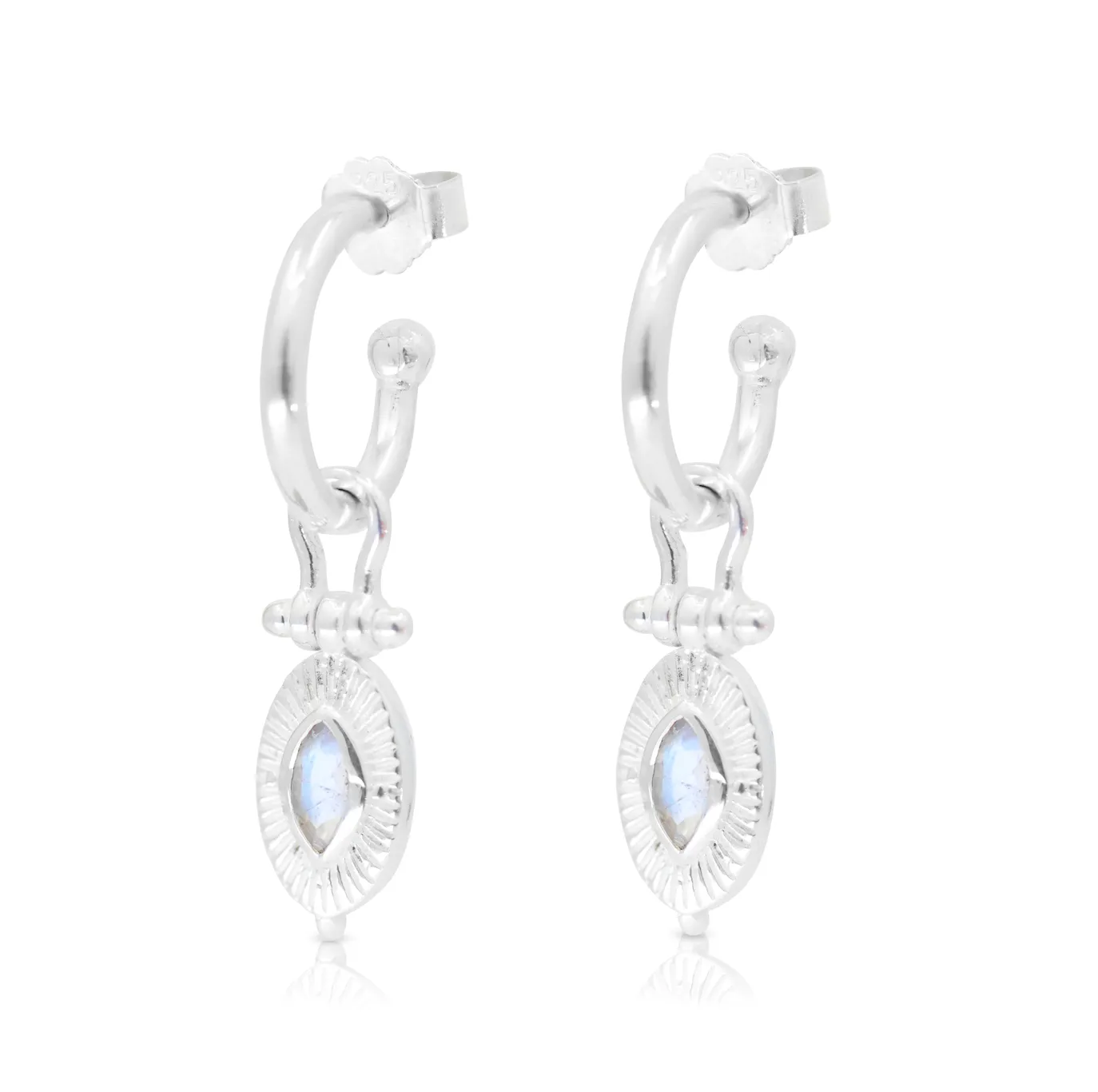 Radiance Moonstone Silver Hoops