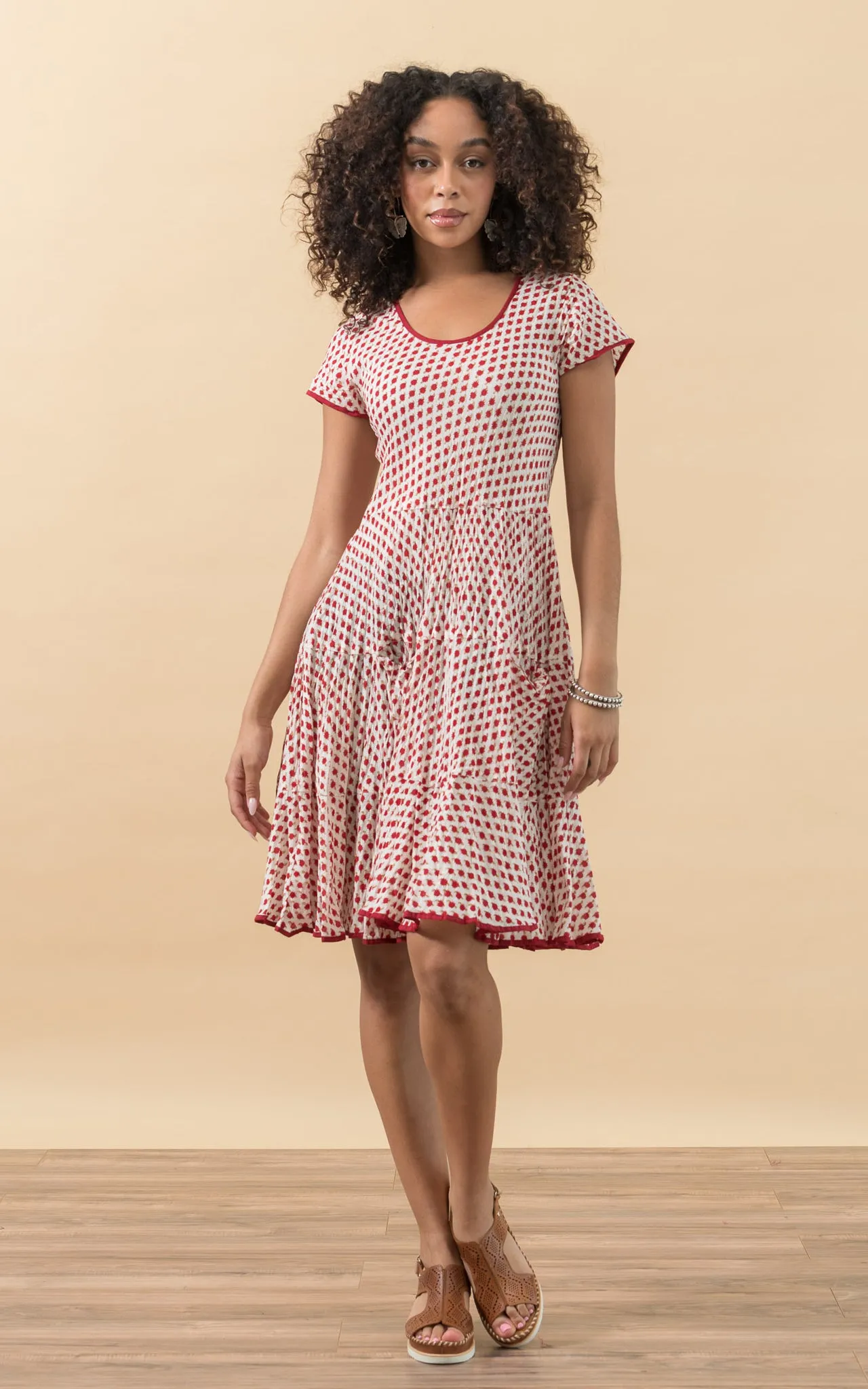 Santa Fe Dress, Short, Cap Sleeve, Rossa Calico