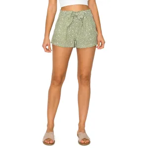 Self Tie Waist Linen Shorts - Dusty Sage