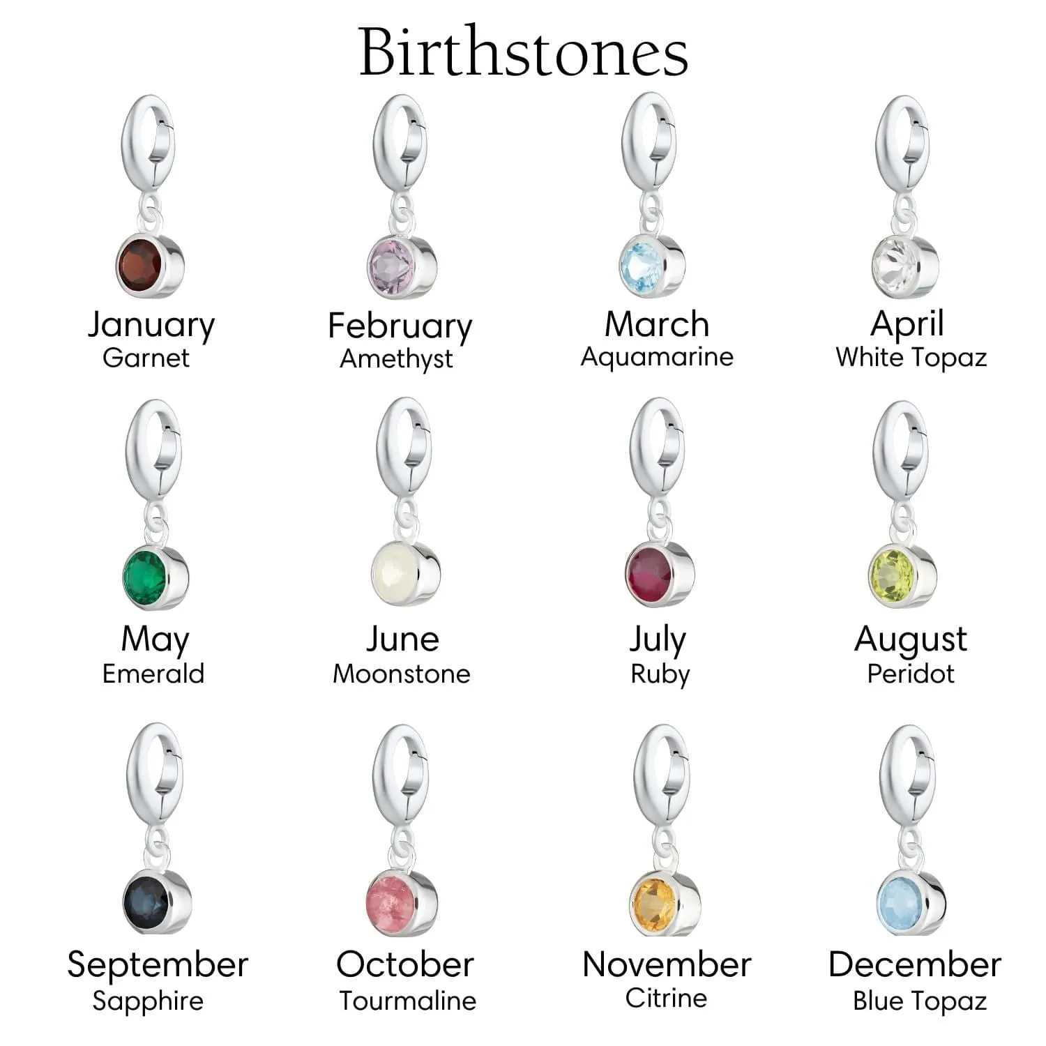 Silver Birthstone Charms