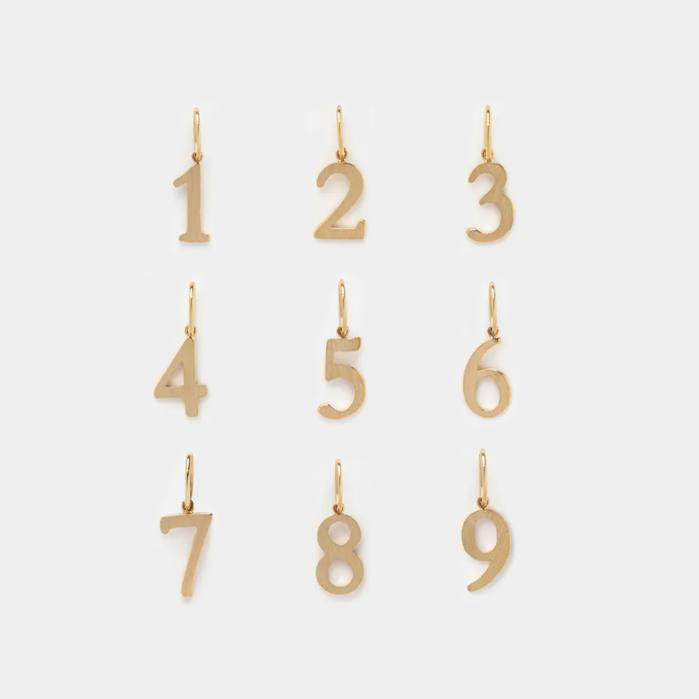 Solid Gold Number Charm