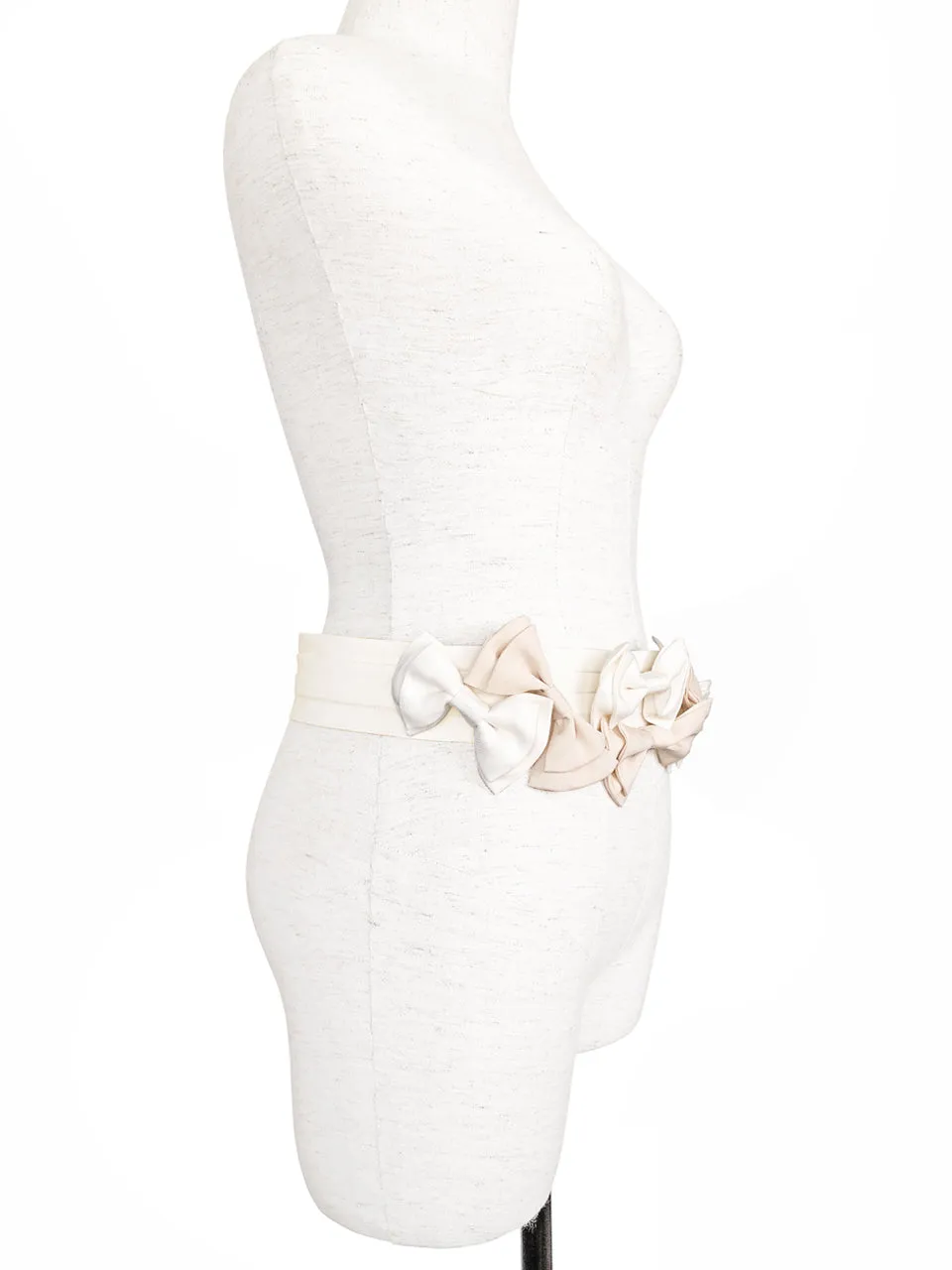 Surprise Sale! Ivory Shades Patch Fabric Playful Bows Belt