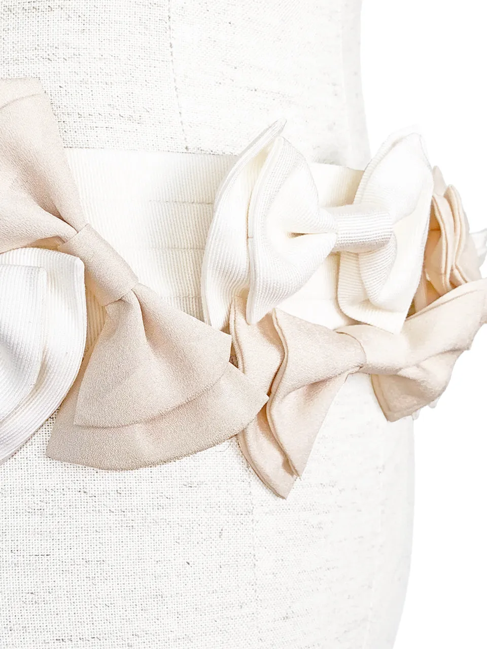 Surprise Sale! Ivory Shades Patch Fabric Playful Bows Belt