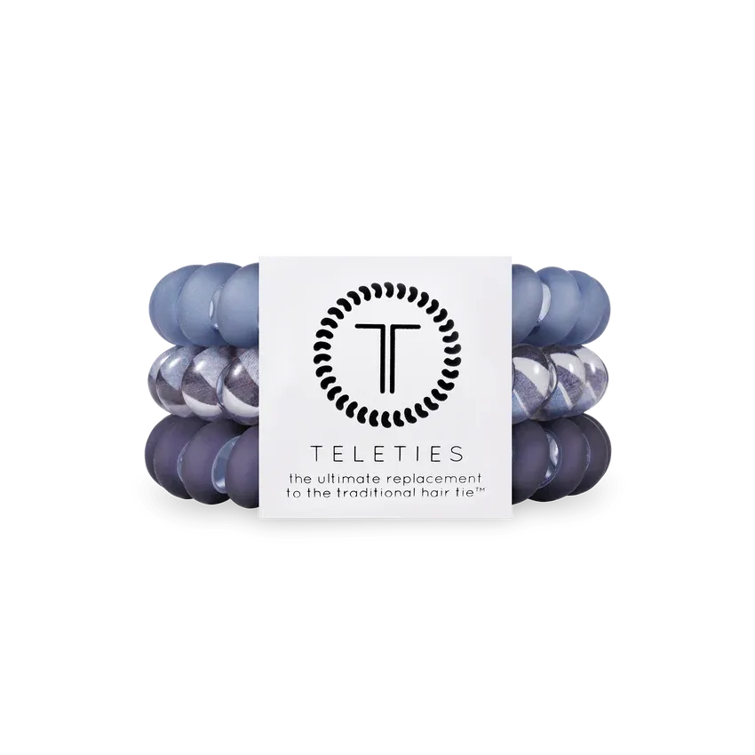 Teleties Hair Tie - Large Band Pack of 3 - Midnight Rain Navy