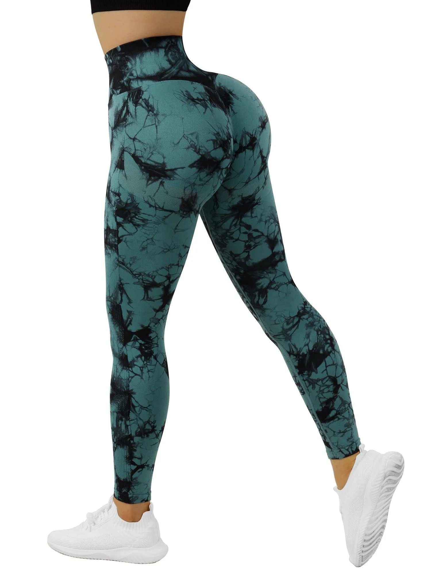 Tie Dye Printed Seamless Scrunch Leggings