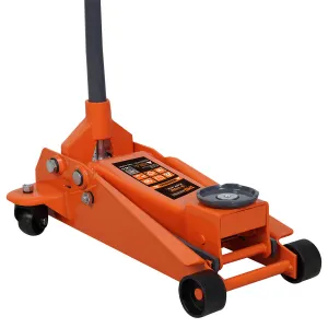 TMG Industrial 3 Ton Floor Jack, Twin Pistons, 18” Max. Height, 5” Ground Clearance, 360° Caster Pivot, TMG-AJF03