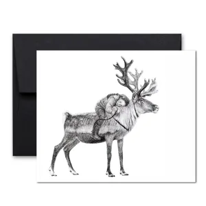 Tsaatan Girl sleeping on Reindeer Greeting Card