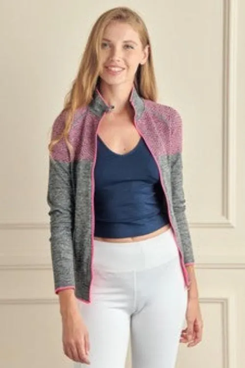 Women's Colorful Full Zipper Jacket with Thumb Holes - Perfect for Spring & Fall